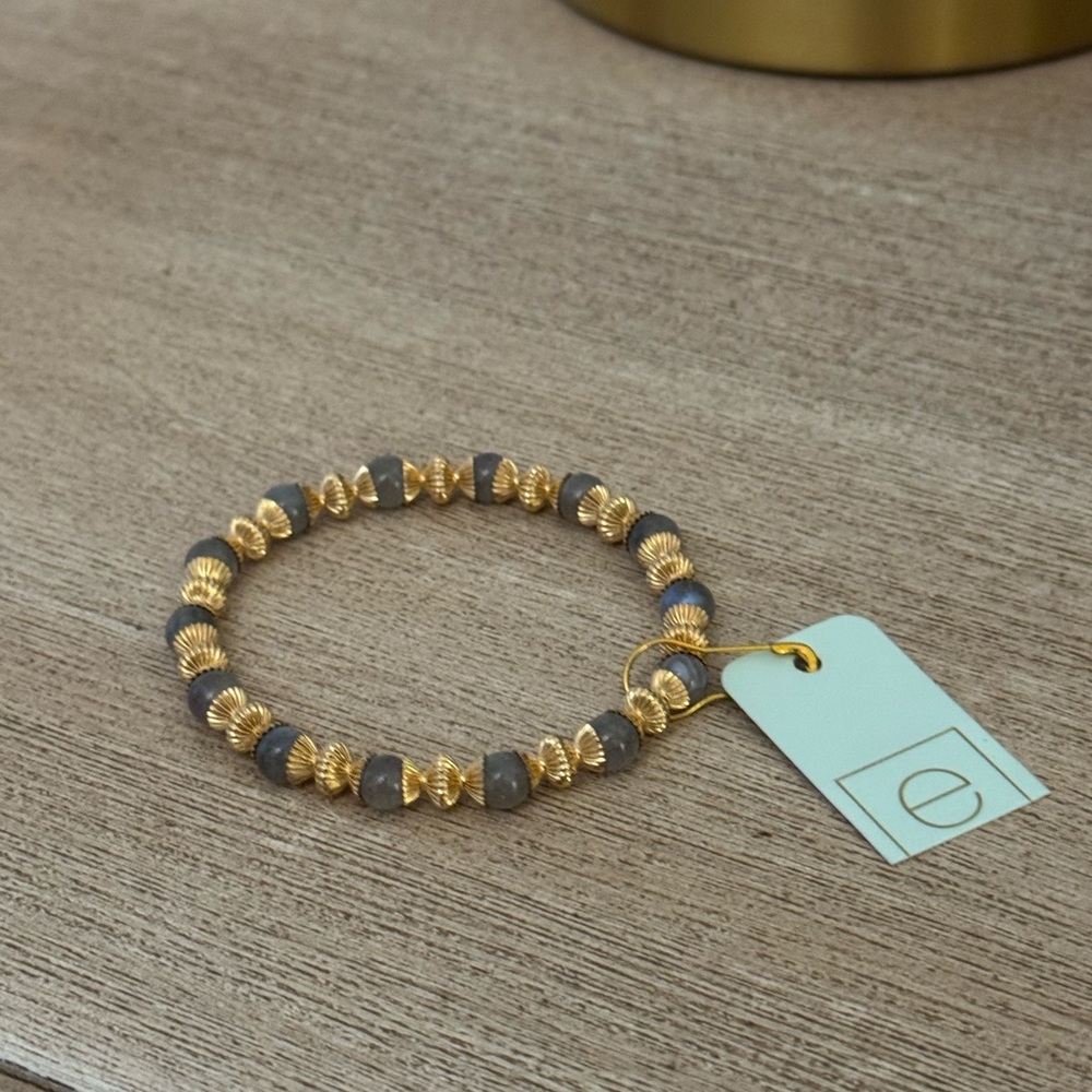 NWT Enewton Loyalty Gold 6mm Beaded Bracelet with Labradorite